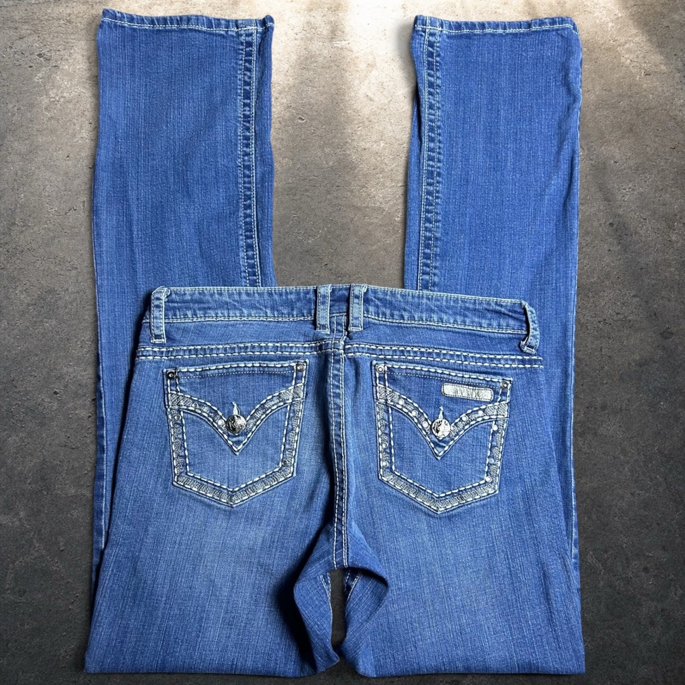Wrangler Rock 47 Ultra Low Rise Bootcut Jeans Blue Y2K Western Size 31x36